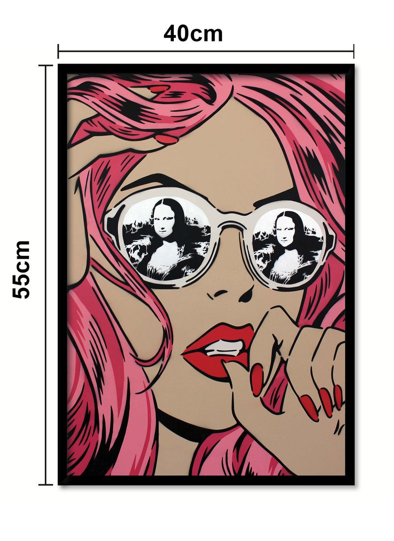 Spoil Your Wall Wall Posters with Mona Lisa Reflection In Glasses Pop Art and Black Frame - Wall Arts Home Décor Photo Frames - 40x55cm by Spoil Your Wall - Image 3