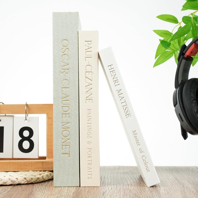 ZOTIKA Decorative Books Set of 3, Beautiful Linen Boxes Decor Coffee Table Bookshelf or Mantle, Modern Hardcover Stacked Display Books, Storage Box, Photo Storage and as a Keepsake Box (Sage+Beige+White) - Image 5