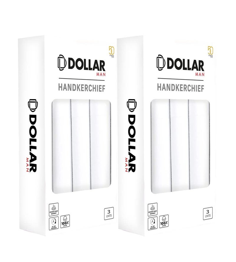 Dollar Cotton Handkerchiefs Hanky for Men - White Striped In Pack of 6 - Image 2