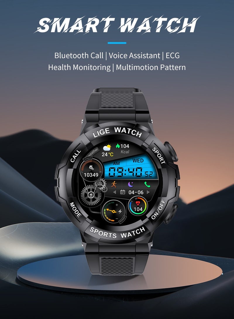 LIGE ​​LIGE Men's Smart Health Watch - Full Touch Screen Design, Bluetooth Calling, Sleep & Health Monitoring, Multi-Function Activity Tracking, Modern Tech Style​​ - Image 2