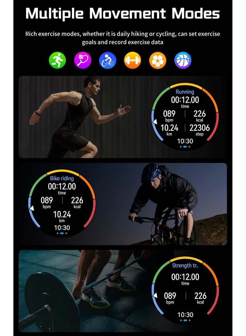LIGE ​​LIGE Men's Smart Health Watch - Full Touch Screen Design, Bluetooth Calling, Sleep & Health Monitoring, Multi-Function Activity Tracking, Modern Tech Style​​ - Image 5