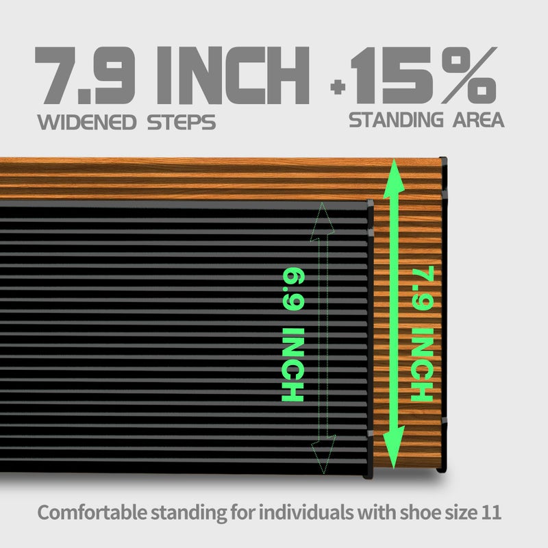 BEFITMACE 3 Step Ladder,Folding Step Stool with Aluminum Wide Pedal& Convenient Handgrip,330lbs Capacity Steel Ladder for Household and Office(Black &Woodgrain) - Image 3