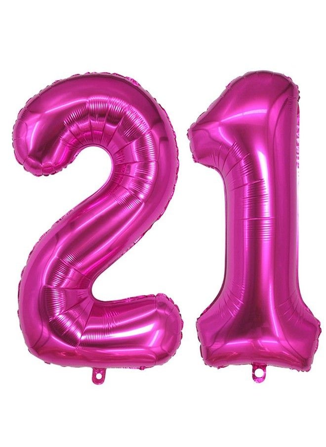 JONHAMWELBOR 21 Balloon Number Hot Pink 21 Foil Mylar Jumbo Giant Big Large 12 Balloons Number Sweet 12Th 21St Birthday Party Anniversary Decorations Supplies For Girl Women Balloon 40 Inch  - Image 2