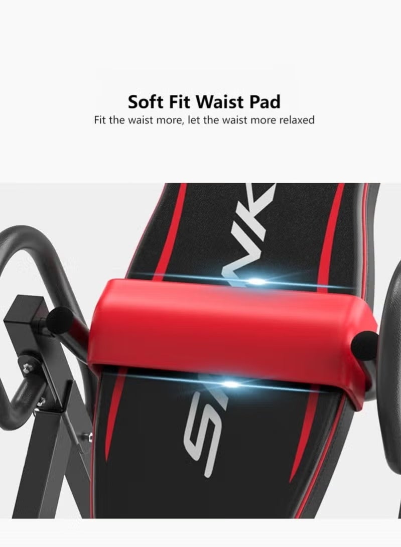 Jourvent Triple Protection Heavy Duty Inversion Machine - 120KG Load Capacity | Adjustable Belt + Ergonomic Headrest | Foldable Design Black & Red - Image 5