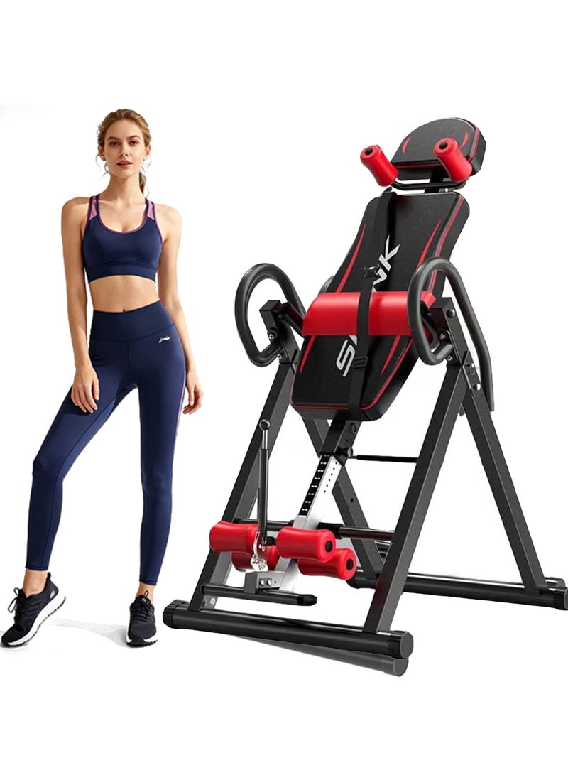 Jourvent Triple Protection Heavy Duty Inversion Machine - 120KG Load Capacity | Adjustable Belt + Ergonomic Headrest | Foldable Design Black & Red - Image 1