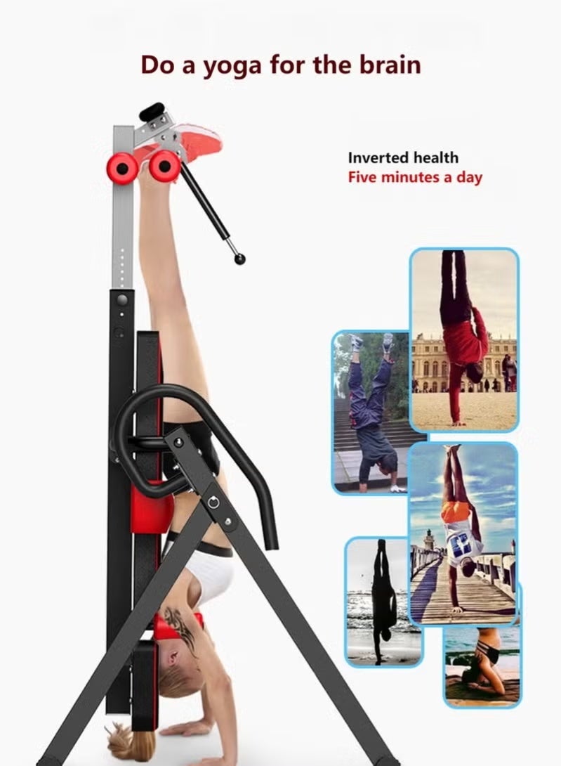 Jourvent Triple Protection Heavy Duty Inversion Machine - 120KG Load Capacity | Adjustable Belt + Ergonomic Headrest | Foldable Design Black & Red - Image 3