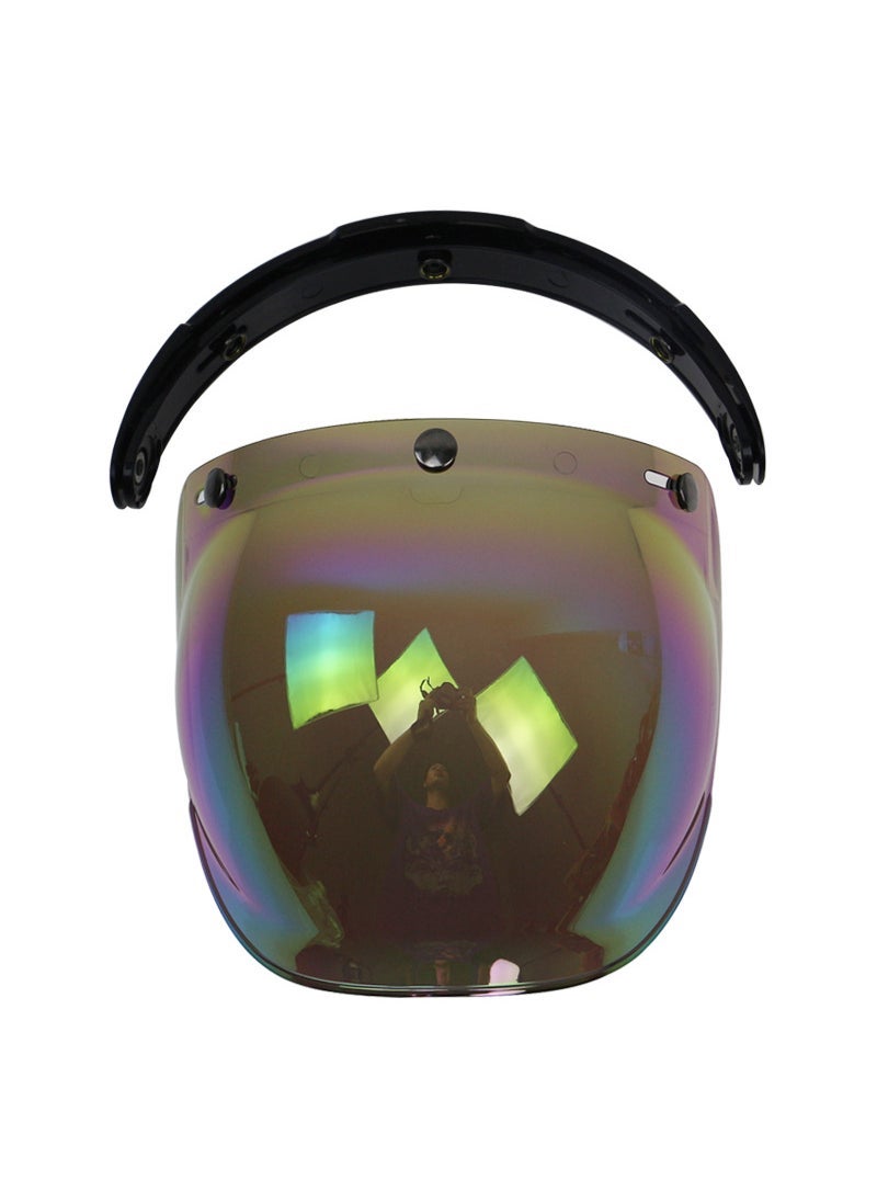 Generic New Bubble Lens Motorcycle Helmet Lens Triple Buckle Lens Retro Harley Lens Frame Bubble Lens Color set (including bracket)