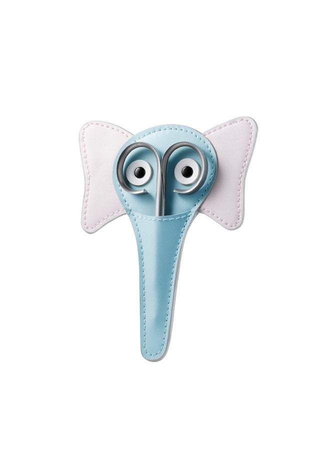 Rubis Stainless Steel Infant Nail Scissors with Blue Leather Elephant Case, For Precise Fingernails and Cuticles, 1K416, Silver,Rubis Switzerland Swiss Made World Renowned Precision - Image 1