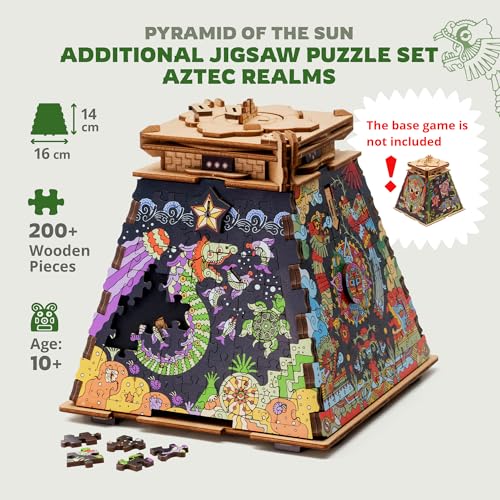 iDventure Cluepuzzle Pyramid of The Sun Wooden 3D Puzzle Escape Room Box Sequential Riddles with Hidden Treasure Fun Family Game Night Activity for Ages 10 Extension Aztek - Image 5