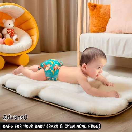 Advanso Leakage Proof cloth diapers for babies, high absorbent 1 reusable diaper 1 insert pad combo pack washable cloth diaper free size 5-18kg adjustable pocket cover (A1) - Image 4