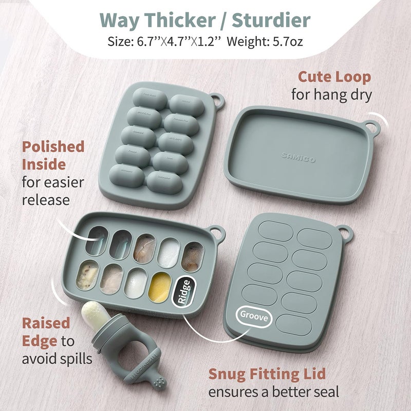 SAMiGO Baby Food Fruit Feeder and Breastmilk Popsicle Mold Set Silicone Fruit Teether Food Feeder Pacifier for Teething Relief Freezer Tray Baby Feeding Essentials 4 Months - Image 4