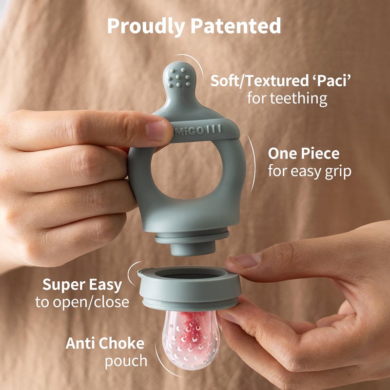 SAMiGO Baby Food Fruit Feeder and Breastmilk Popsicle Mold Set Silicone Fruit Teether Food Feeder Pacifier for Teething Relief Freezer Tray Baby Feeding Essentials 4 Months - Image 3
