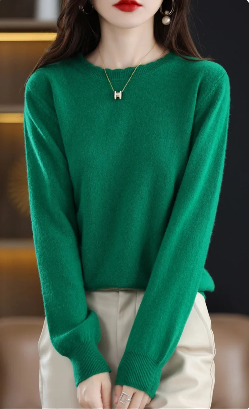 أوجيدر Dark Green Full Sleeve Crew Neck Regular Sweater
