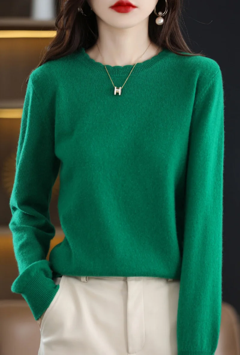 أوجيدر Dark Green Full Sleeve Crew Neck Regular Sweater