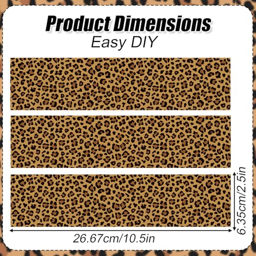 Sinbana 3pcs Leopard Icing Image Cake Borders 1050x250in2667x635cm Glutinous Rice Paper Material Leopard Print Cake Wrap for Animal Theme Birthday Party Supplies - Image 5