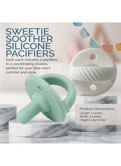 Itzy Ritzy Silicone Pacifiers for Newborn - Sweetie Soother Pacifiers Feature Collapsible Handle & Two Air Holes for Added Safety; For Ages Newborn and Up, Set of 2 in Mint & White - pzsku/ZC4D069A296D1E94ED56CZ/45/_/1736571265/49d6f363-570a-4878-9c8b-a4623ab2419f