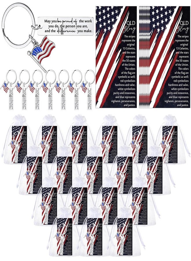 سوريو مجموعة Sureio المكونة من 20 سلسلة مفاتيح تحمل علم الولايات المتحدة الأمريكية، مع بطاقات ملهمة، هدايا تذكارية وطنية للمحاربين القدامى ورجال الإطفاء والشرطة والمعلمين وأبطال المجتمع. - Image 1