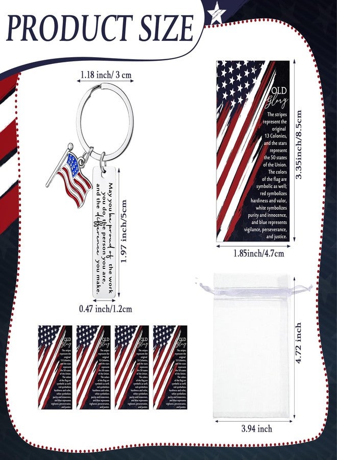 سوريو مجموعة Sureio المكونة من 20 سلسلة مفاتيح تحمل علم الولايات المتحدة الأمريكية، مع بطاقات ملهمة، هدايا تذكارية وطنية للمحاربين القدامى ورجال الإطفاء والشرطة والمعلمين وأبطال المجتمع. - Image 2