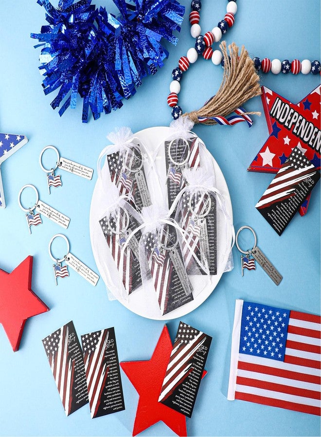 سوريو مجموعة Sureio المكونة من 20 سلسلة مفاتيح تحمل علم الولايات المتحدة الأمريكية، مع بطاقات ملهمة، هدايا تذكارية وطنية للمحاربين القدامى ورجال الإطفاء والشرطة والمعلمين وأبطال المجتمع. - Image 4