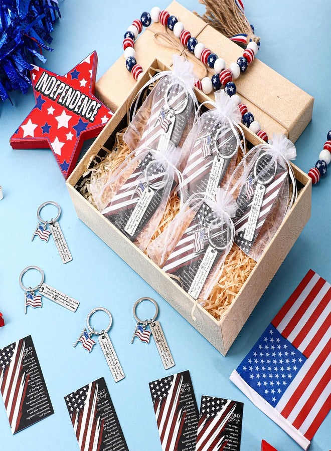 سوريو مجموعة Sureio المكونة من 20 سلسلة مفاتيح تحمل علم الولايات المتحدة الأمريكية، مع بطاقات ملهمة، هدايا تذكارية وطنية للمحاربين القدامى ورجال الإطفاء والشرطة والمعلمين وأبطال المجتمع. - Image 5