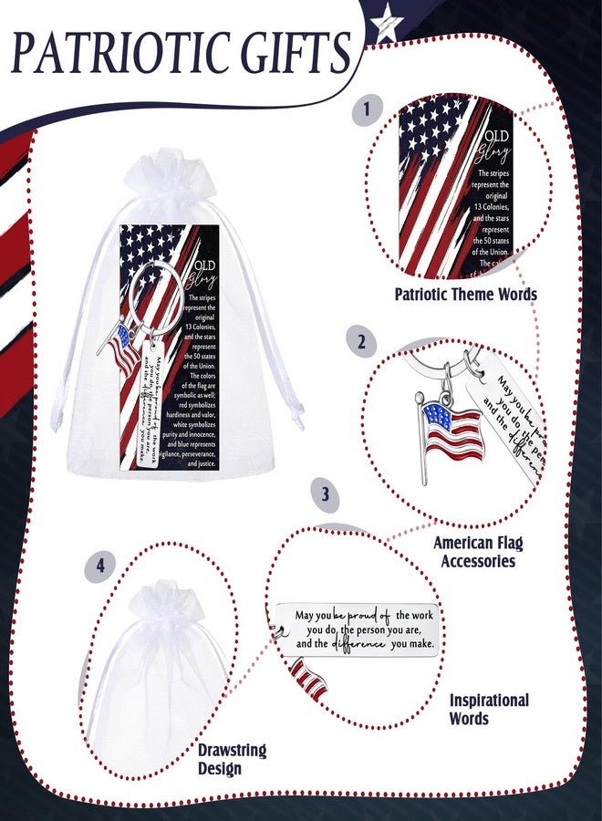 سوريو مجموعة Sureio المكونة من 20 سلسلة مفاتيح تحمل علم الولايات المتحدة الأمريكية، مع بطاقات ملهمة، هدايا تذكارية وطنية للمحاربين القدامى ورجال الإطفاء والشرطة والمعلمين وأبطال المجتمع. - Image 3