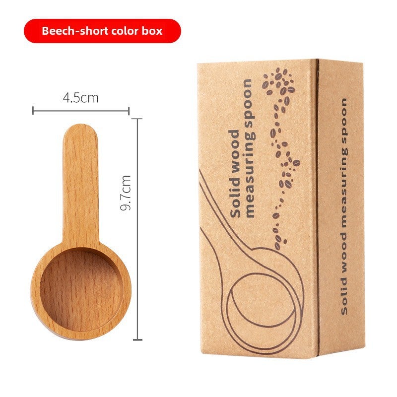Wooden Coffee Spoon Black Walnut Long Short Handle Coffee Bean Spoon Measuring Spoon Powder Seasoning Measuring Wood Spoon Tea Spoon Beech-short (color boxed) 