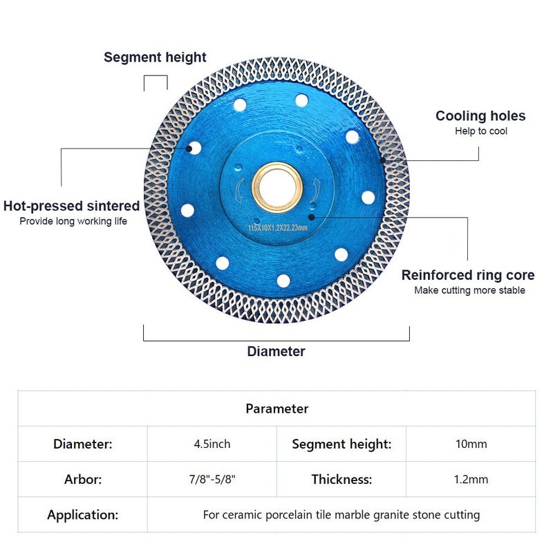 DAPRO 5Pcs/Lot Super Thin Tile Blade 4.5" Diamond Saw Blades for Granite Marble Ceramic Porcelain Tile - Image 3