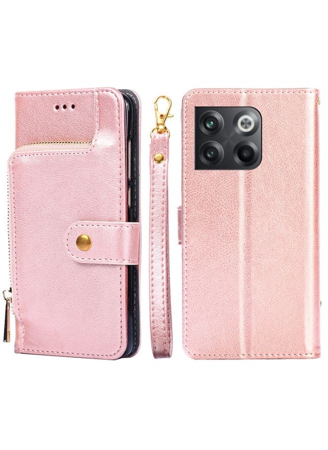 HuHa - Case Cover For For OnePlus Ace Pro 5G Zipper Bag Leather Phone Case(Rose Gold) - Image 1