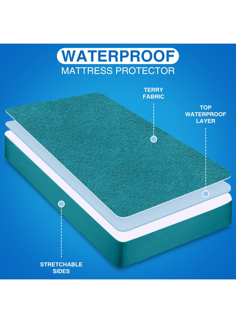 Utopia Bedding Utopia Bedding Waterproof Mattress Protector Queen Size  Premium Terry Mattress Cover 200 GSM  Breathable  Fitted Style with Stretchable Pockets (Denim)  - Image 4