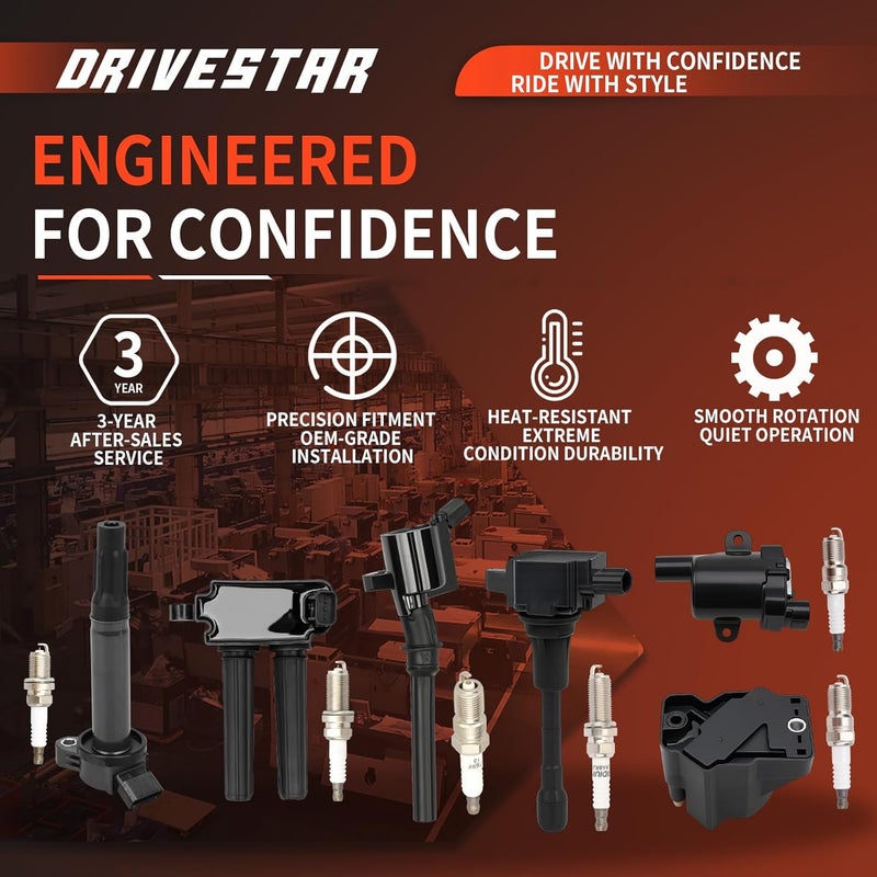 DRIVESTAR Set of 6 Iridium Spark Plugs and Ignition Coil Pack for Acura and Honda - Image 5