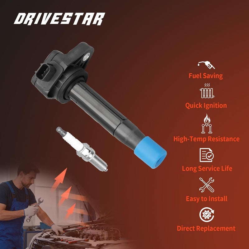 DRIVESTAR Set of 6 Iridium Spark Plugs and Ignition Coil Pack for Acura and Honda - Image 3