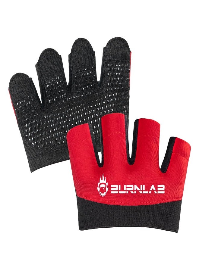 BURNLAB Workout Gloves,Short Micro Weight Lifting Gloves Grip Pads with Full Palm Protection & Extra Grip for Men Women Weightlifting,Gym,Cross Training,Powerlifting,WODs (Black & Red, XL) - Image 1