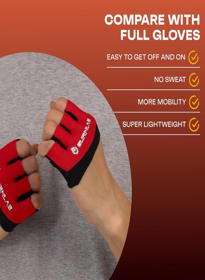 BURNLAB Workout Gloves,Short Micro Weight Lifting Gloves Grip Pads with Full Palm Protection & Extra Grip for Men Women Weightlifting,Gym,Cross Training,Powerlifting,WODs (Black & Red, XL) - Image 2