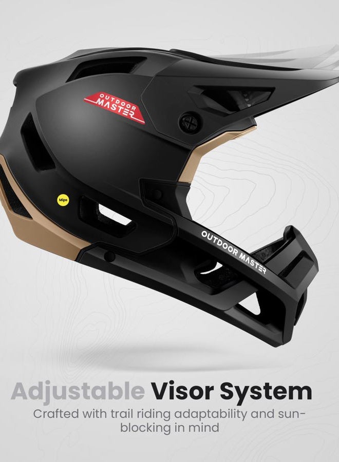 OutdoorMaster MIPS Full Face Mountain Bike Helmet for Men & Women - Two Removable Chin Pad, Ventilation Lightweight - Racing Downhill DH BMX MTB Helmet - Image 3