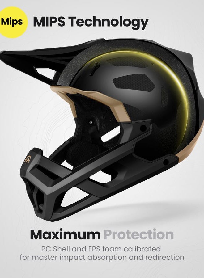 OutdoorMaster MIPS Full Face Mountain Bike Helmet for Men & Women - Two Removable Chin Pad, Ventilation Lightweight - Racing Downhill DH BMX MTB Helmet - Image 2