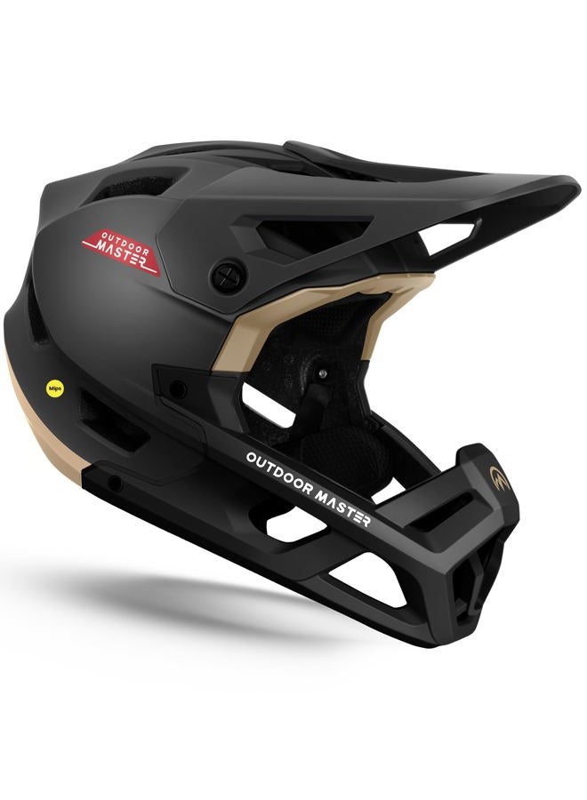 OutdoorMaster MIPS Full Face Mountain Bike Helmet for Men & Women - Two Removable Chin Pad, Ventilation Lightweight - Racing Downhill DH BMX MTB Helmet - Image 1