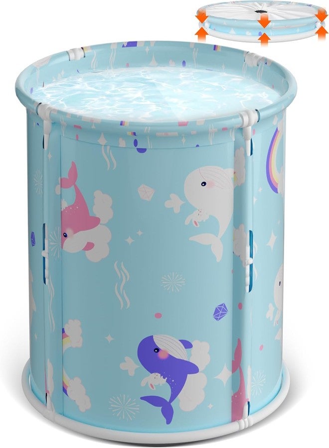 Crega Bath tub for adult for bathroom Tub for Home SPA, Maintains Hot & Cold Temperature, Thickened Layer for ice bath tub for adults, Family Size bathtub for adults (Round Foldable Fish) - Image 1