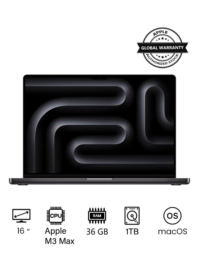 ابل  أحدث شريحة كمبيوتر محمول MacBook Pro MRW33 M3 Max لعام 2023 مع وحدة معالجة مركزية 14 نواة، ووحدة معالجة رسومات 30 نواة: شاشة Liquid Retina XDR مقاس 16.2 بوصة، وذاكرة موحدة سعة 36 جيجابايت، وتخزين SSD سعة 1 تيرابايت، وتعمل مع iPhone/iPad - Image 1