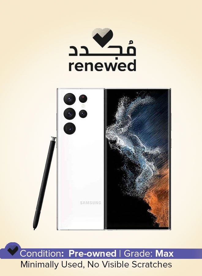 Samsung Renewed - Galaxy S22 Ultra Dual SIM Phantom White 8GB RAM 128GB 5G - International Version