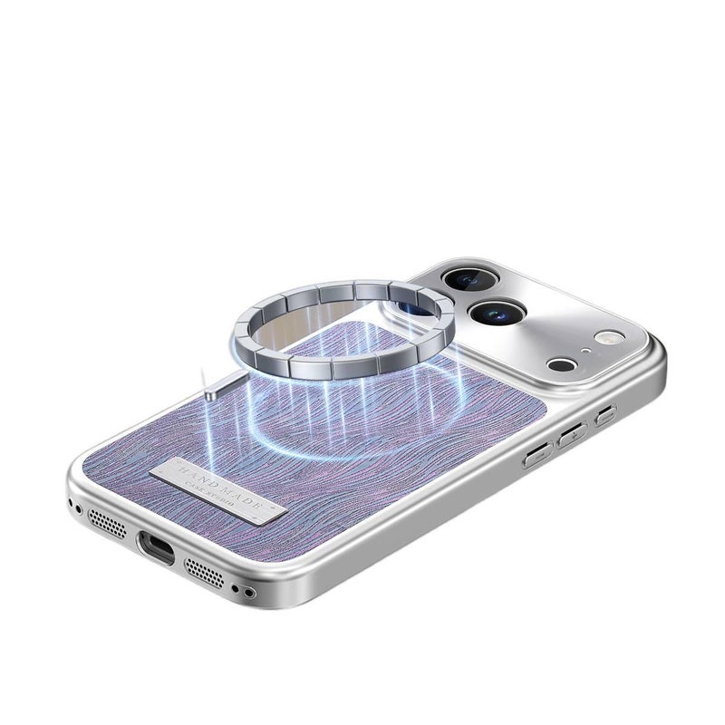 غطاء MagSafe | أزرق ملمس جلد | لـ iPhone 15 / 15 Plus / 15 Pro / 15 Pro Max - Image 3