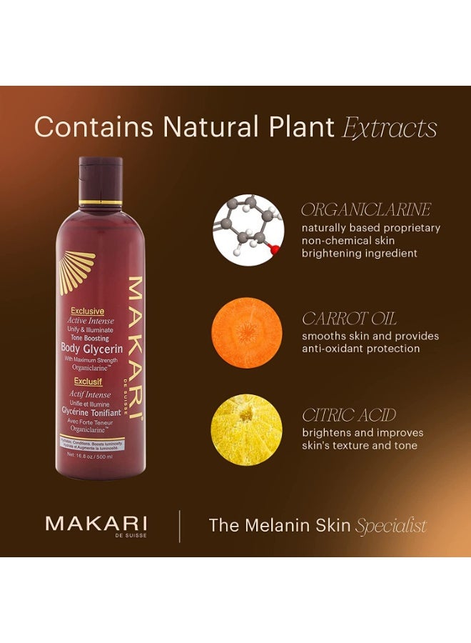 Makari Exclusive Active Intense Tone Boosting Body Glycerin (16.8 oz) | Skin-Brightening Body Glycerin | Moisturizes and Softens | Supports The Look of Even Skin Tone | for Most Skin Types - Image 2