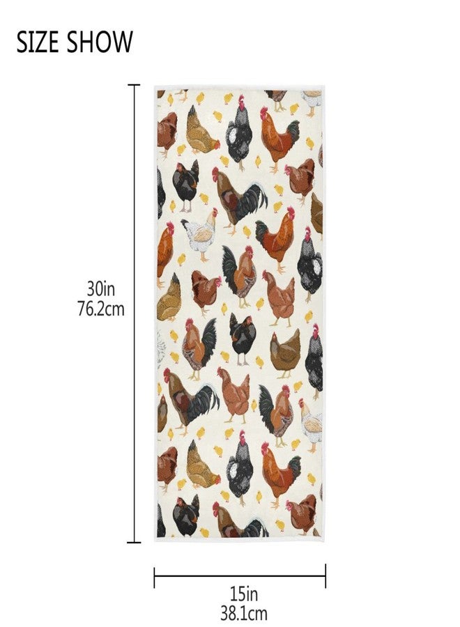 Pfrewn Hens Roosters Chickens Set Hand Bath Towels Soft Absorbent Bathroom Guest Towel Hanging Kitchen Dish Towel for Home Decor 16x30 in - Image 3