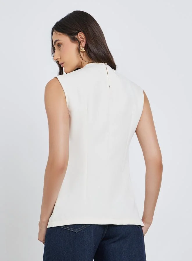 Styli Styli Cream Solid Asymmetric Hem Waistcoat
