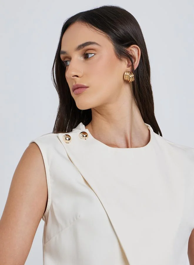 Styli Styli Cream Solid Asymmetric Hem Waistcoat