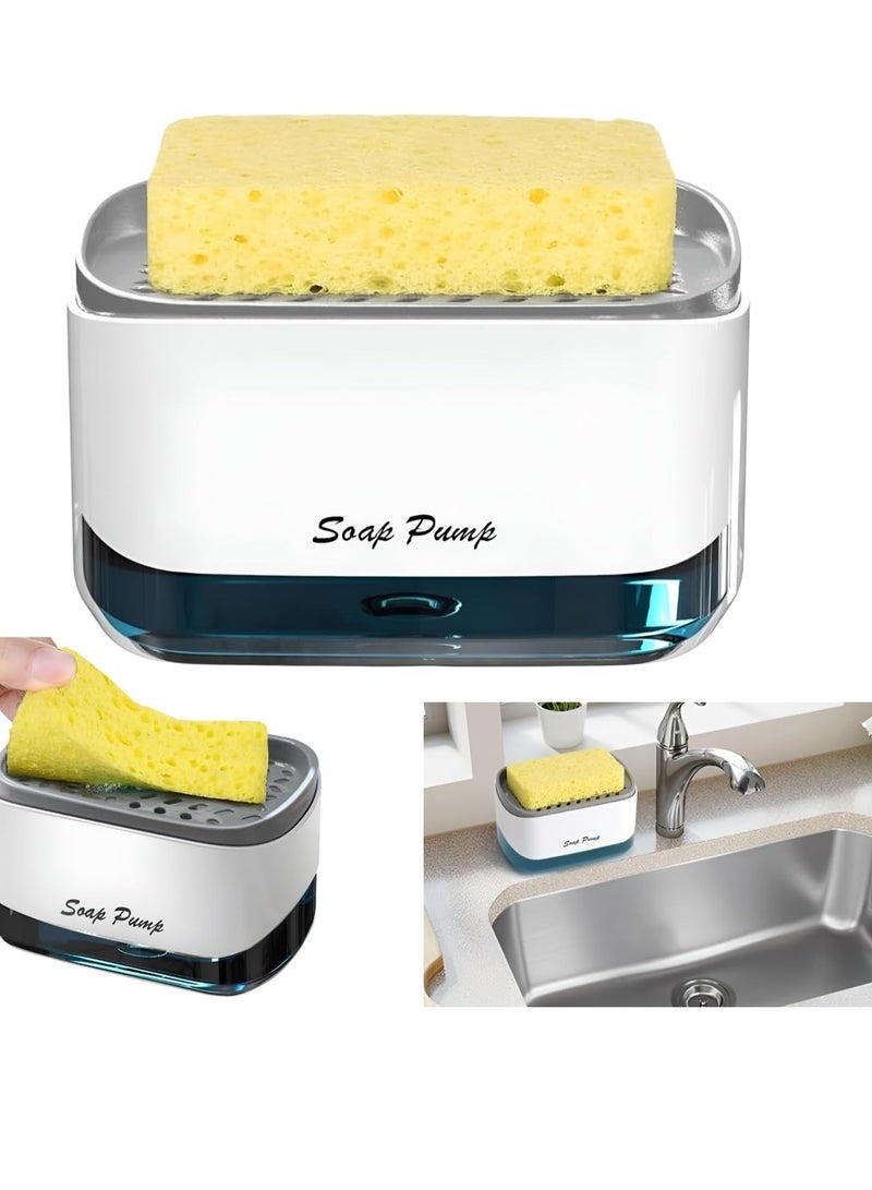 ELTRAZONE "Kitchen Soap Pump Dispenser with Sponge Holder: Integrated Liquid Container for Dishwashing" - Image 1