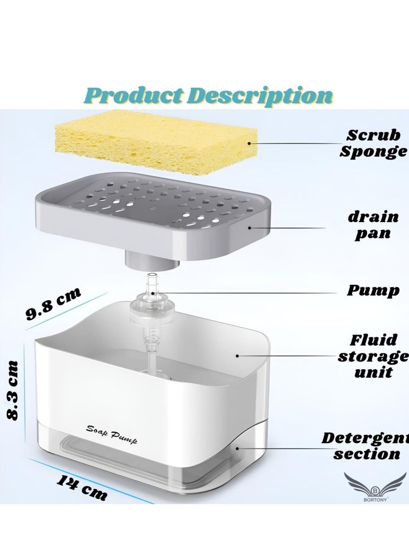 ELTRAZONE "Kitchen Soap Pump Dispenser with Sponge Holder: Integrated Liquid Container for Dishwashing" - Image 5