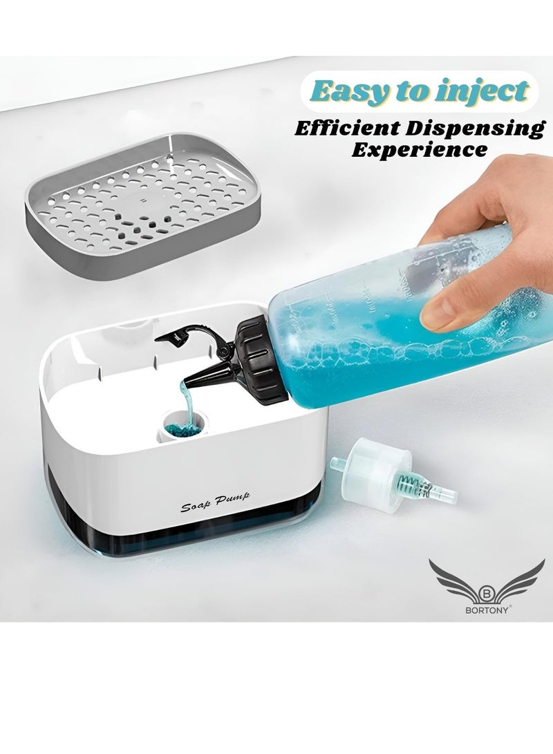 ELTRAZONE "Kitchen Soap Pump Dispenser with Sponge Holder: Integrated Liquid Container for Dishwashing" - Image 4