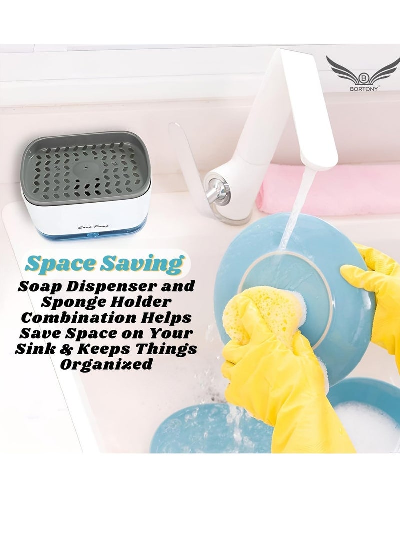 ELTRAZONE "Kitchen Soap Pump Dispenser with Sponge Holder: Integrated Liquid Container for Dishwashing" - Image 2