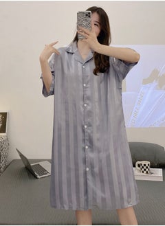 Cardigan jacquard strip home simple nightgown