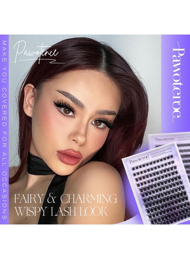 Pawotence Lash Clusters Kit Wispy Lash Extension Kit 10-18Mm Cluster Eyelash Extensions Kit Individual Lashes 144Pcs D Curled Eyelash Clusters With Lash Bond And Seal, Lash Tweezers For Self Use - Image 3